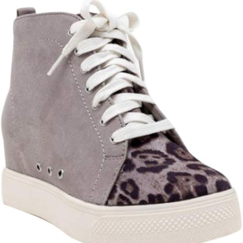 Very G Gray and Leopard Women's High-Top Sneakers
